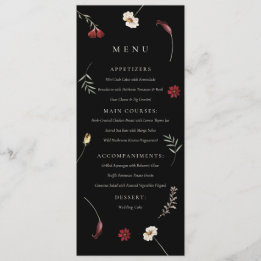 Elegant Moody Fall Autumn Wildflower Wedding Menu