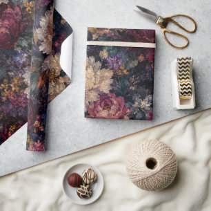 Elegant Moody Floral gothic Gift Wrap