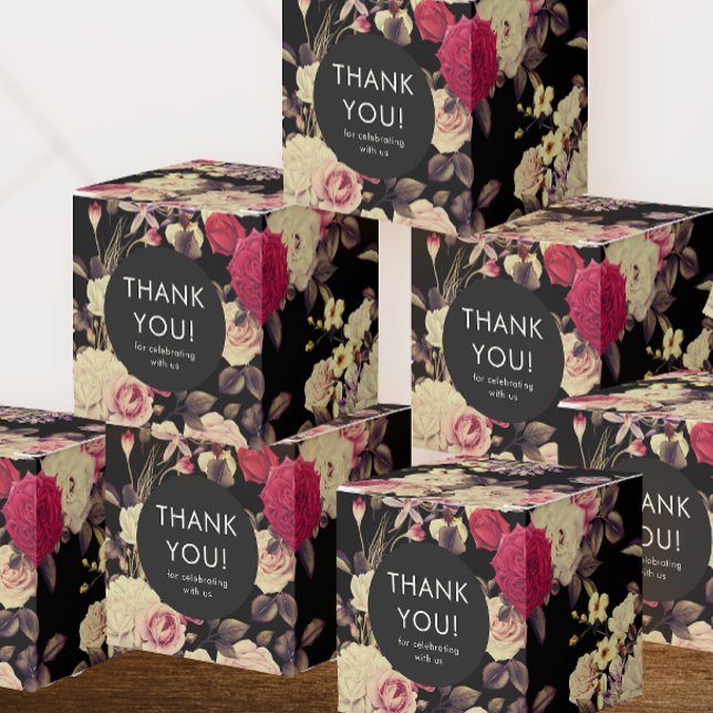 Elegant Moody Floral Wedding Thank You Favour Box (Set of beautiful floral favor boxes to thank wedding guests.)