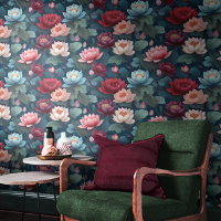 Elegant Moody Modern Lotus Flower Pattern