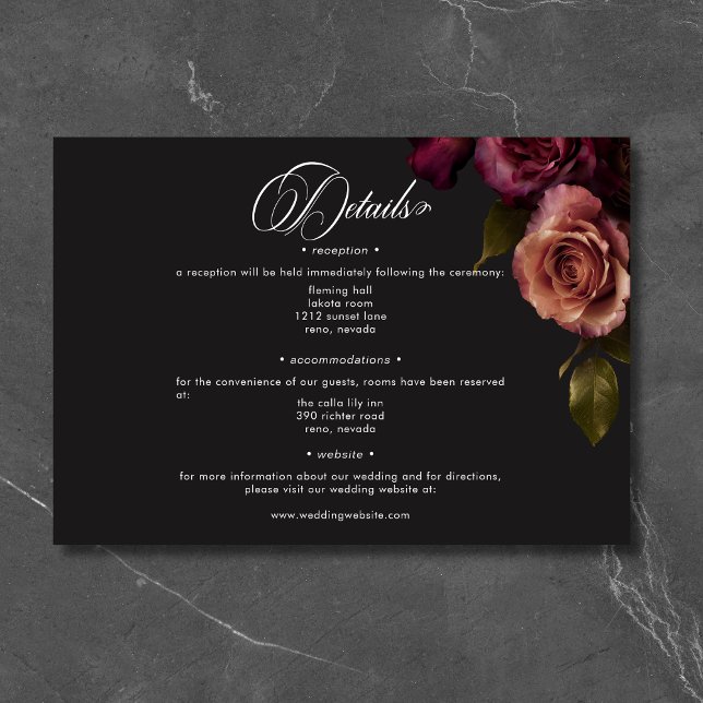 Elegant Moody Muted Rust & Burgundy Floral Details Enclosure Card (Elegant Moody Muted Rust & Burgundy Floral Details Enclosure Card)