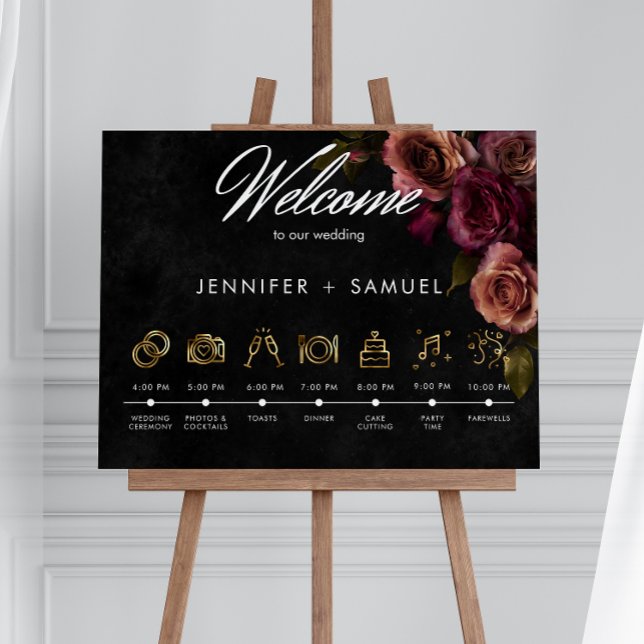 Elegant Moody Muted Rust Burgundy Order of Events  Poster (Creator Uploaded)