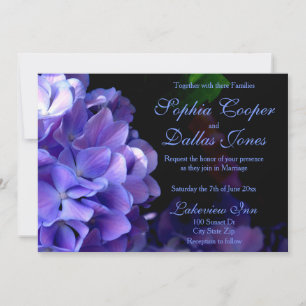 Elegant moody purple black floral Wedding  Invitation