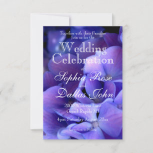 Elegant moody purple black floral Wedding  Invitation