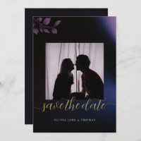 Elegant Moody Purple Floral Wedding Save the Date 