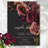 Elegant Moody Rust & Burgundy Floral Couple Shower