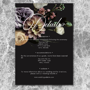 Elegant Moody Twilight Muted Floral Details Enclosure Card