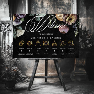 Elegant Moody Twilight Muted Floral Order Events Poster