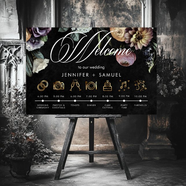 Elegant Moody Twilight Muted Floral Order Events Poster (Elegant Moody Twilight Muted Floral Order Events Foam Board)
