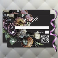 Elegant Moody Twilight Muted Floral QR Code