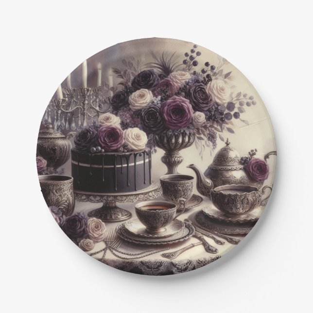 Elegant Moody Twilight Tea Party Paper Plate (Front)