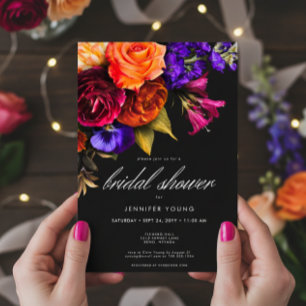 Elegant Moody Vibrant Harvest Bridal Shower Invitation