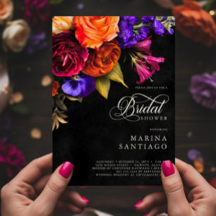 Elegant Moody Vibrant Harvest Floral Bridal Shower Invitation
