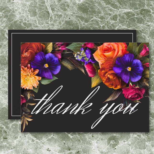 Elegant Moody Vibrant Harvest Floral Bridal Shower Thank You Card (Elegant Moody Vibrant Harvest Floral Bridal Shower Thank You Card)