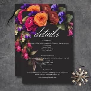 Elegant Moody Vibrant Harvest Floral Details Enclosure Card