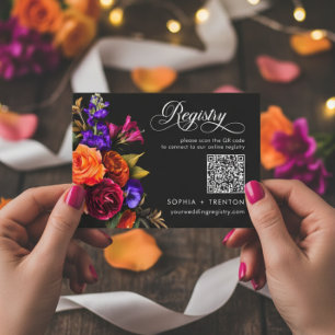 Elegant Moody Vibrant Harvest Floral Registry Enclosure Card
