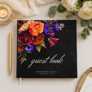 Elegant Moody Vibrant Harvest Floral Wedding Guest Book