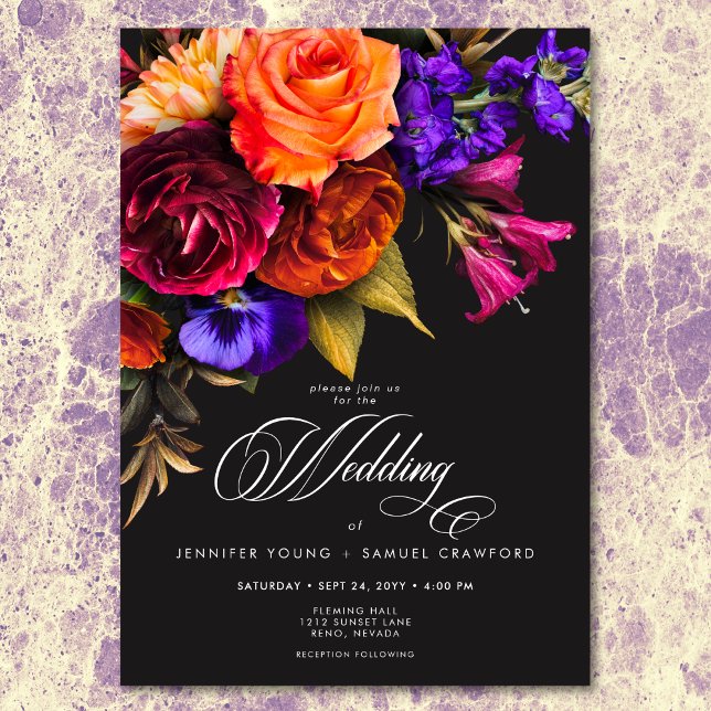 Elegant Moody Vibrant Harvest Floral Wedding Invitation (Elegant Moody Vibrant Harvest Floral Wedding Invitation)