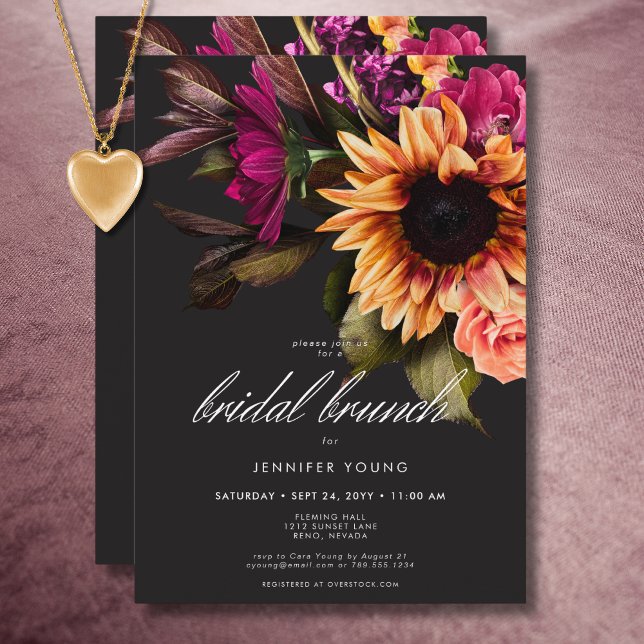 Elegant Moody Vibrant Sunset Floral Bridal Brunch Invitation (Elegant Moody Vibrant Sunset Floral Bridal Brunch Invitation)