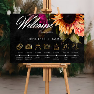 Elegant Moody Vibrant Sunset Floral Order of Event Poster