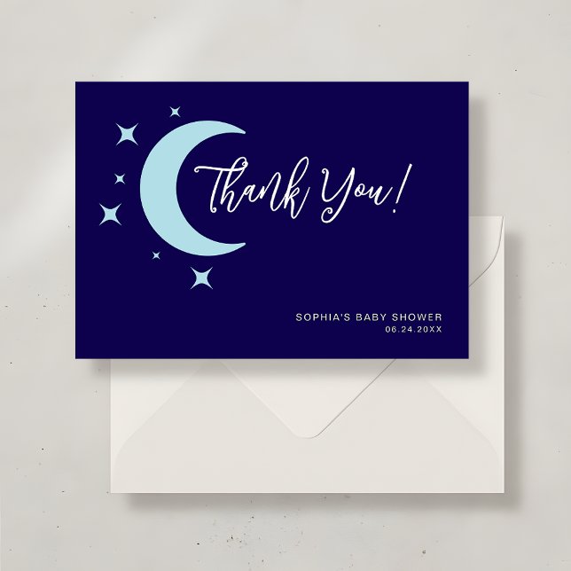 Elegant Moon and Stars Baby Shower  Thank You Card (Creator Uploaded)
