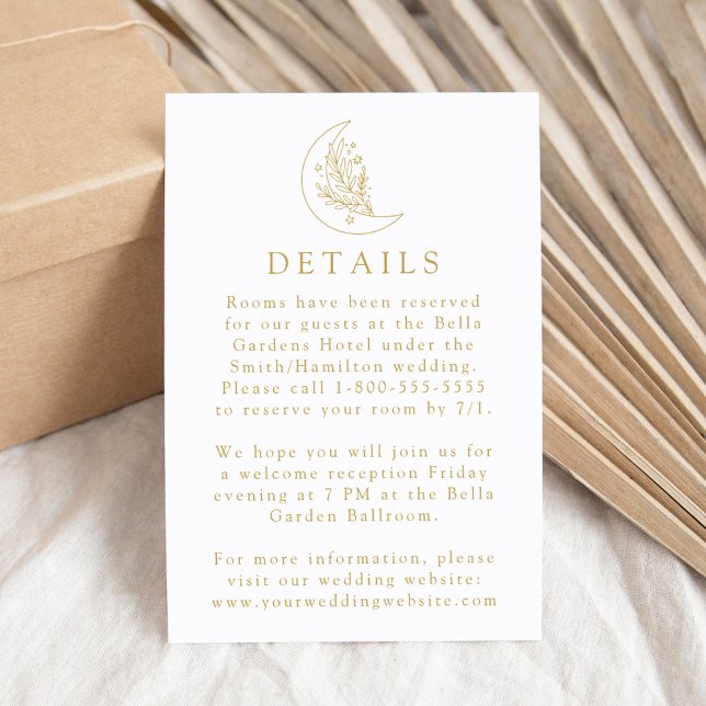 Elegant Moon and Stars Gold Wedding Details Enclosure Card (Creator Uploaded)