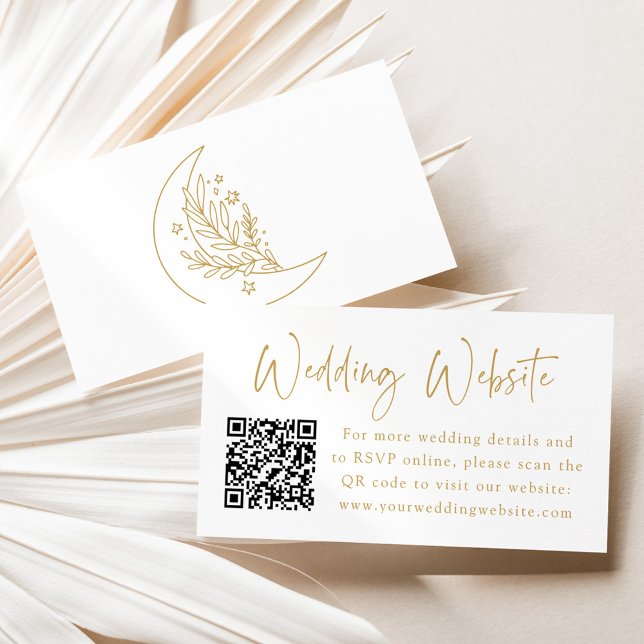 Elegant Moon and Stars Gold Wedding Website Enclosure Card (Creator Uploaded)