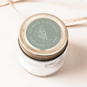 Elegant Moon and Stars Sage Green Wedding Favour Classic Round Sticker