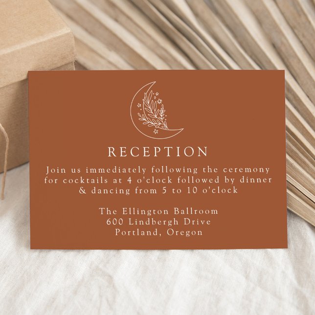 Elegant Moon and Stars Terracotta Reception Enclosure Card (Creator Uploaded)