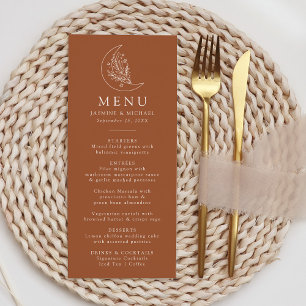 Elegant Moon and Stars Terracotta Wedding Menu