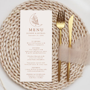 Elegant Moon and Stars Terracotta Wedding Menu
