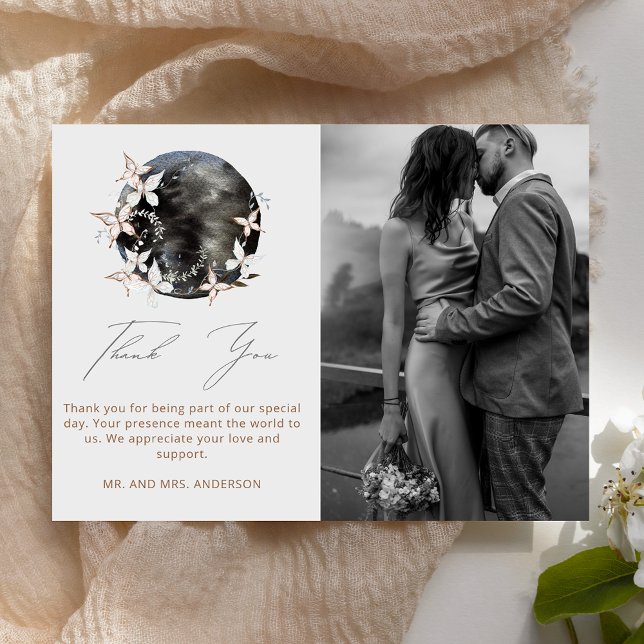 Elegant Moon Celestial Botancial Wedding Thank You Card (Creator Uploaded)