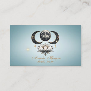 Elegant Moon Lotus Blue Business Card