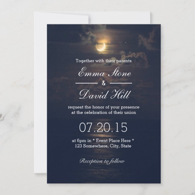 Elegant Moon Night Wedding Invitations (Front)