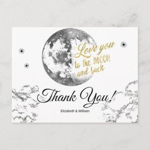 Elegant Moon Stars Crescent Wedding Thank You Postcard