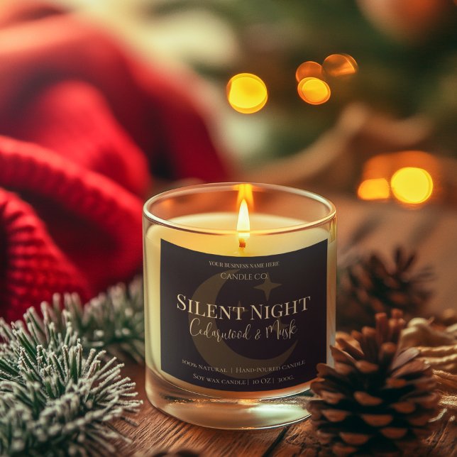 Elegant Moon & Stars Custom Holiday Candle Label (Creator Uploaded)