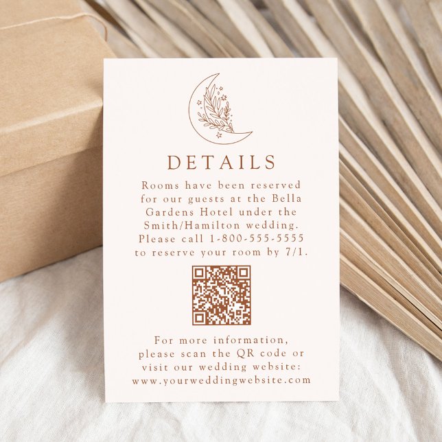 Elegant Moon Terracotta Wedding Details QR Code Enclosure Card (Creator Uploaded)