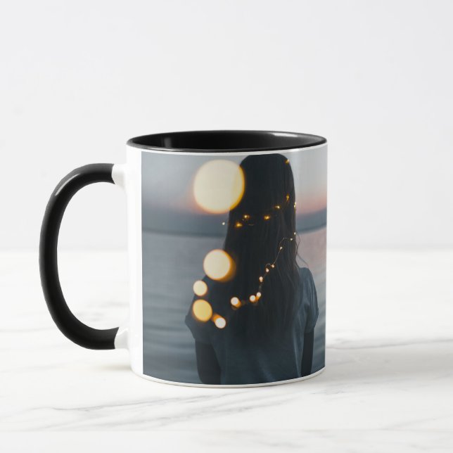 Elegant Moonlight Abstract Black Ceramic Coffee Mu Mug (Left)