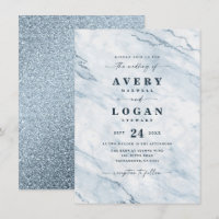 Elegant Moonlight Blue Marble & Glitter Wedding