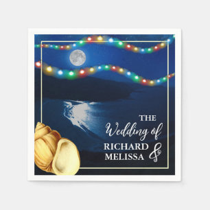 Elegant Moonlit Beach Wedding Napkin