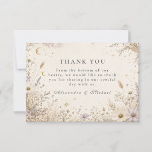 Elegant Moonlit Boho Celestial Wedding Thank You Card