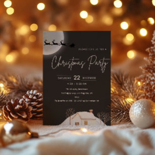 Elegant Moonlit Christmas Party Invitation        
