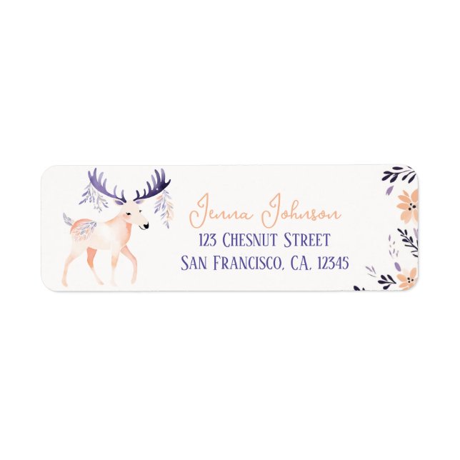 Elegant Moose Boho Peach Lavender Floral Design -  (Front)