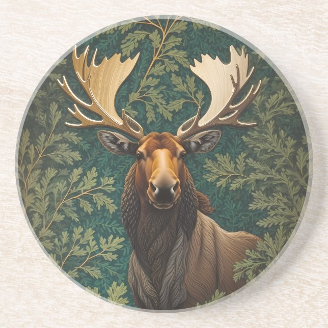 Elegant Moose William Morris Inspired Coaster (Front)