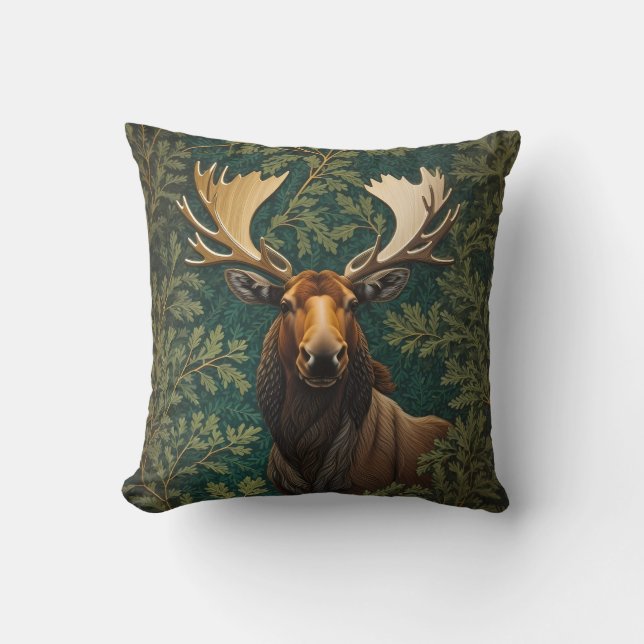 Elegant Moose William Morris Inspired Cushion (Front)