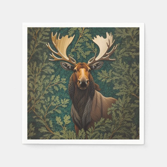 Elegant Moose William Morris Inspired Napkin (Front)