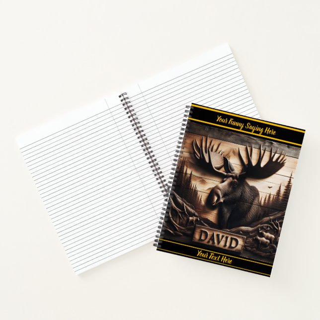 Elegant moose wood carving notebook (Inside)