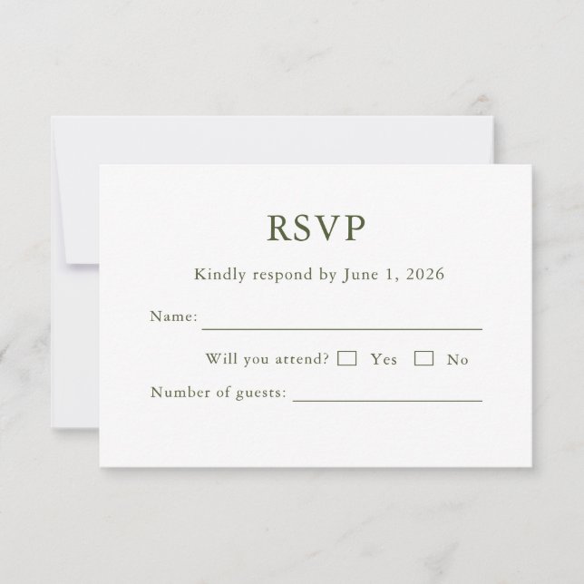 Elegant morden script classic RSVP Card Editable  (Front)