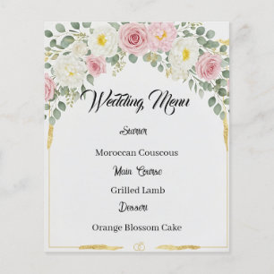 Elegant Moroccan Gold Floral Wedding Menu