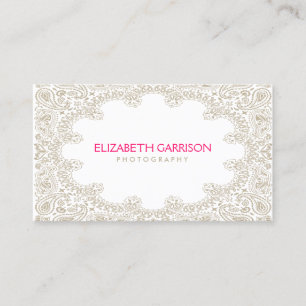 Elegant Moroccan Paisley Pattern in Tan Business Card